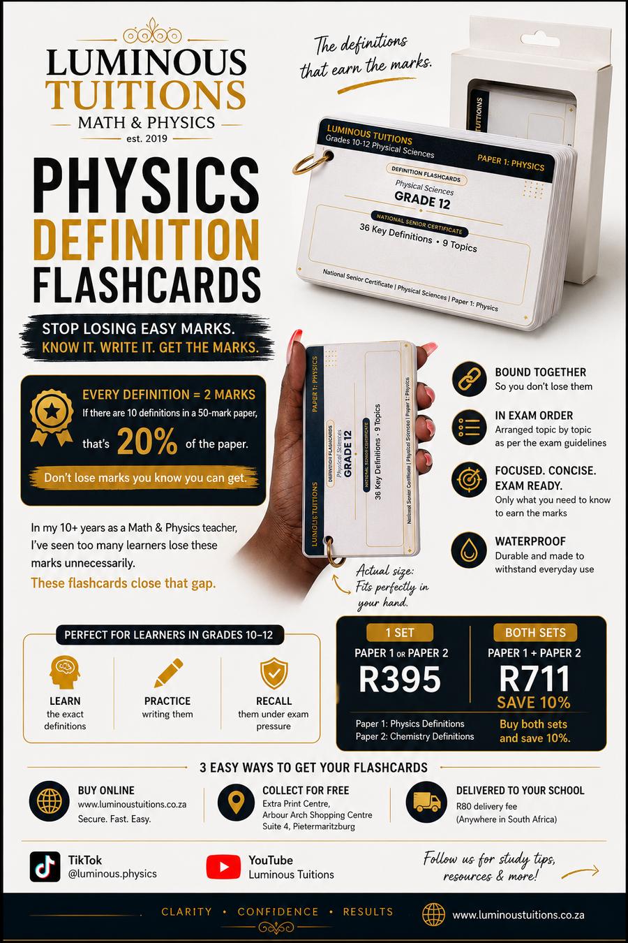 Physical Sciences Definition Flash Cards poster